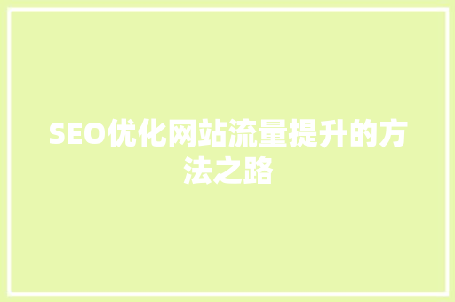 SEO优化网站流量提升的方法之路