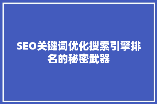 SEO关键词优化搜索引擎排名的秘密武器