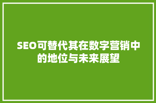 SEO可替代其在数字营销中的地位与未来展望