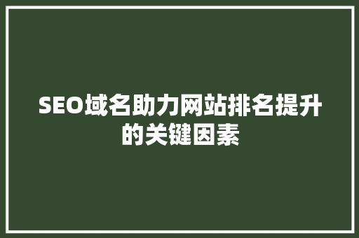 SEO域名助力网站排名提升的关键因素
