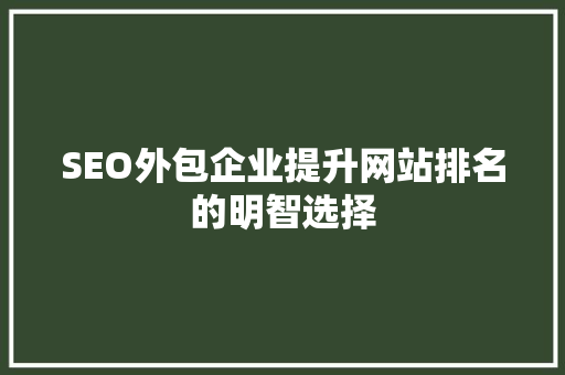 SEO外包企业提升网站排名的明智选择