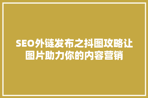 SEO外链发布之抖图攻略让图片助力你的内容营销