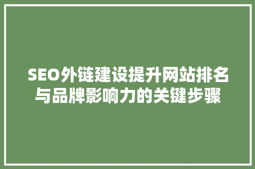 SEO外链建设提升网站排名与品牌影响力的关键步骤
