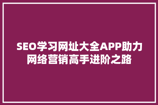 SEO学习网址大全APP助力网络营销高手进阶之路