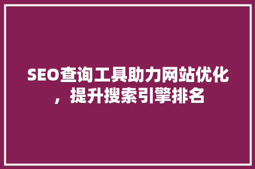 SEO查询工具助力网站优化，提升搜索引擎排名