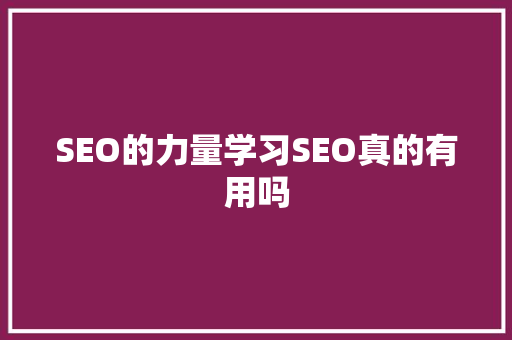 SEO的力量学习SEO真的有用吗