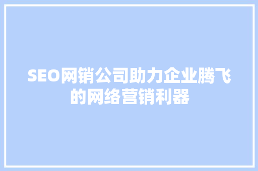 SEO网销公司助力企业腾飞的网络营销利器
