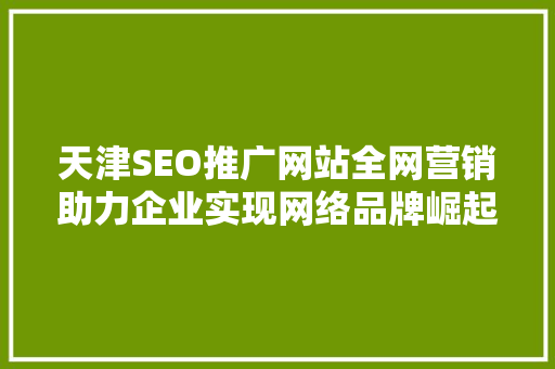 天津SEO推广网站全网营销助力企业实现网络品牌崛起