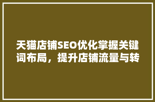 天猫店铺SEO优化掌握关键词布局，提升店铺流量与转化率