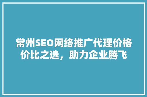 常州SEO网络推广代理价格价比之选，助力企业腾飞