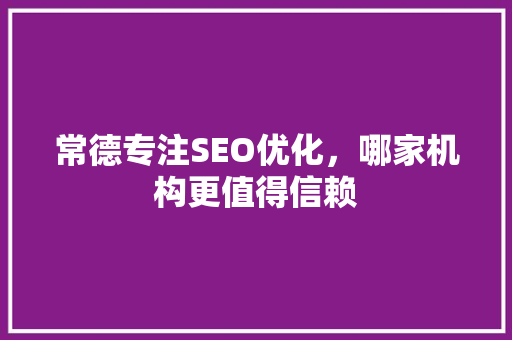常德专注SEO优化，哪家机构更值得信赖