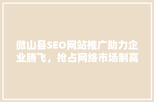 微山县SEO网站推广助力企业腾飞，抢占网络市场制高点