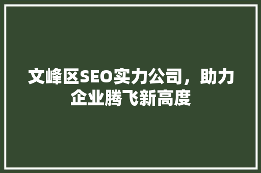 文峰区SEO实力公司，助力企业腾飞新高度