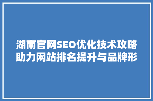 湖南官网SEO优化技术攻略助力网站排名提升与品牌形象塑造