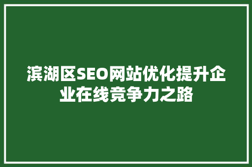滨湖区SEO网站优化提升企业在线竞争力之路