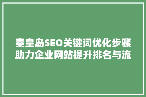 秦皇岛SEO关键词优化步骤助力企业网站提升排名与流量