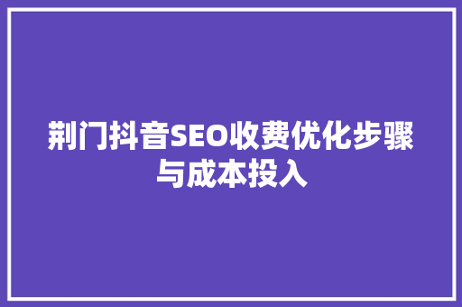荆门抖音SEO收费优化步骤与成本投入