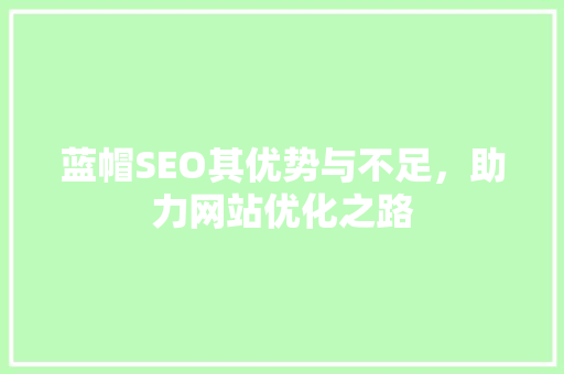 蓝帽SEO其优势与不足，助力网站优化之路