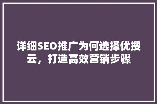 详细SEO推广为何选择优搜云，打造高效营销步骤
