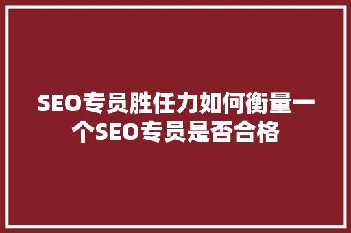 SEO专员胜任力如何衡量一个SEO专员是否合格