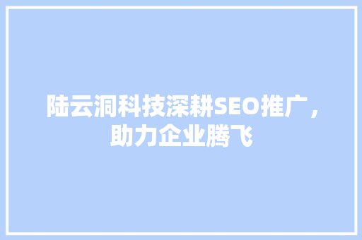 陆云洞科技深耕SEO推广，助力企业腾飞