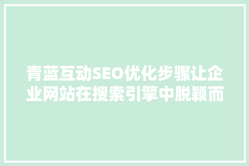 青蓝互动SEO优化步骤让企业网站在搜索引擎中脱颖而出