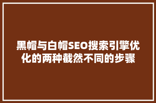 黑帽与白帽SEO搜索引擎优化的两种截然不同的步骤