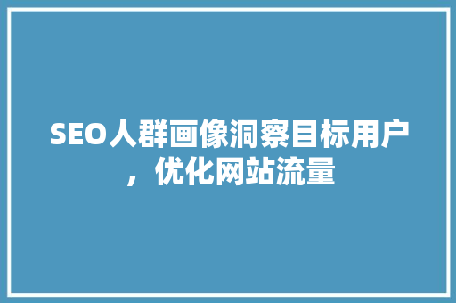 SEO人群画像洞察目标用户，优化网站流量