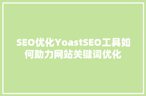 SEO优化YoastSEO工具如何助力网站关键词优化