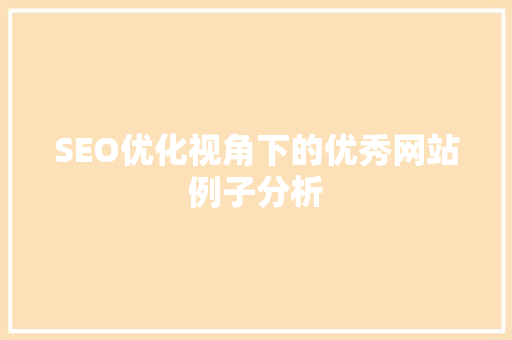 SEO优化视角下的优秀网站例子分析