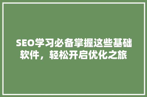 SEO学习必备掌握这些基础软件，轻松开启优化之旅
