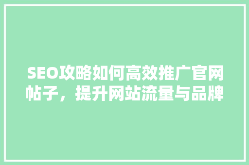 SEO攻略如何高效推广官网帖子，提升网站流量与品牌影响力