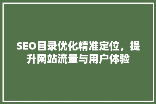 SEO目录优化精准定位，提升网站流量与用户体验
