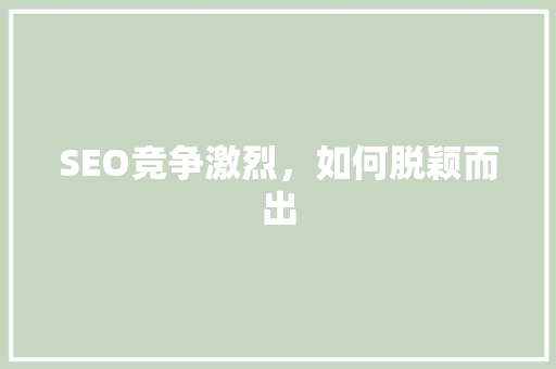 SEO竞争激烈，如何脱颖而出