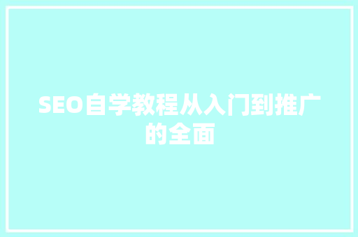 SEO自学教程从入门到推广的全面