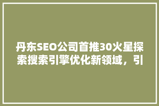 丹东SEO公司首推30火星探索搜索引擎优化新领域，引领行业未来趋势