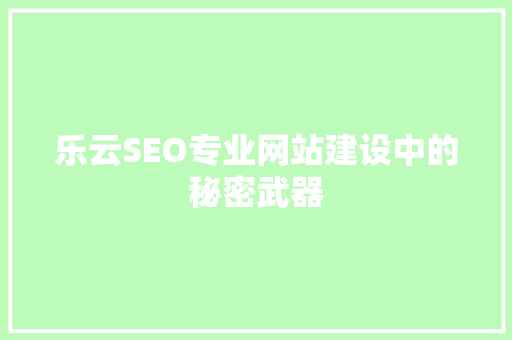 乐云SEO专业网站建设中的秘密武器
