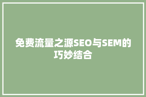 免费流量之源SEO与SEM的巧妙结合
