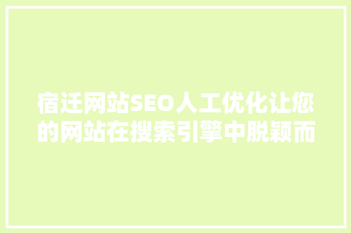 宿迁网站SEO人工优化让您的网站在搜索引擎中脱颖而出