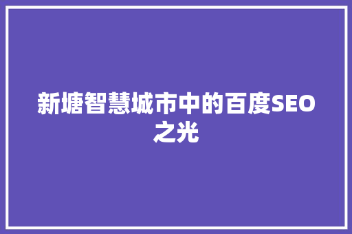 新塘智慧城市中的百度SEO之光