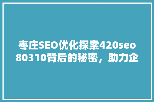 枣庄SEO优化探索420seo80310背后的秘密，助力企业腾飞
