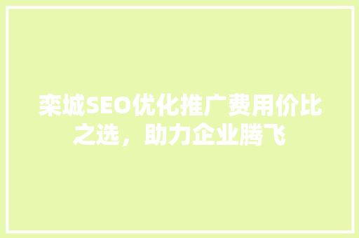 栾城SEO优化推广费用价比之选，助力企业腾飞