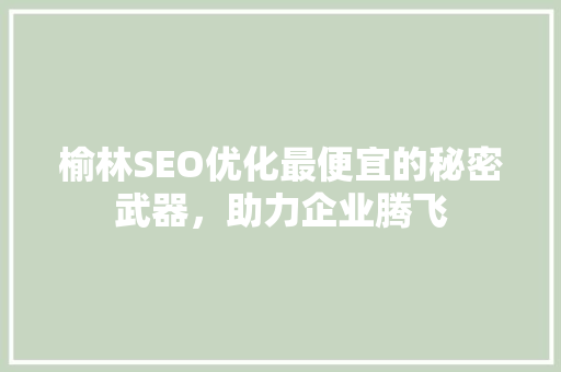 榆林SEO优化最便宜的秘密武器，助力企业腾飞