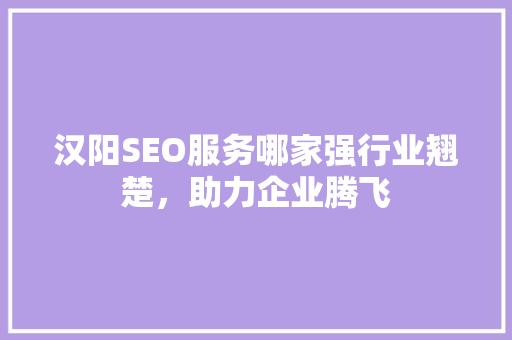 汉阳SEO服务哪家强行业翘楚，助力企业腾飞