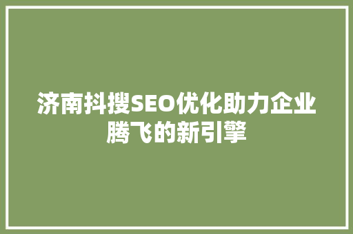 济南抖搜SEO优化助力企业腾飞的新引擎