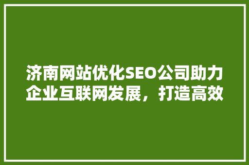 济南网站优化SEO公司助力企业互联网发展，打造高效营销步骤