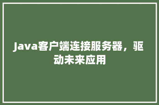 Java客户端连接服务器，驱动未来应用