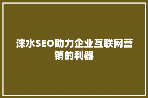 涞水SEO助力企业互联网营销的利器