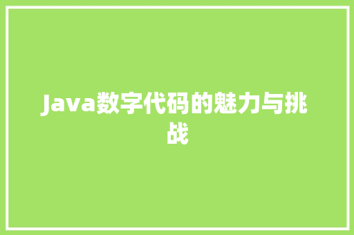 Java数字代码的魅力与挑战