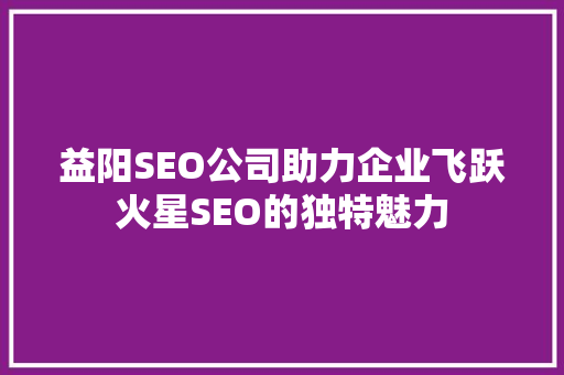 益阳SEO公司助力企业飞跃火星SEO的独特魅力